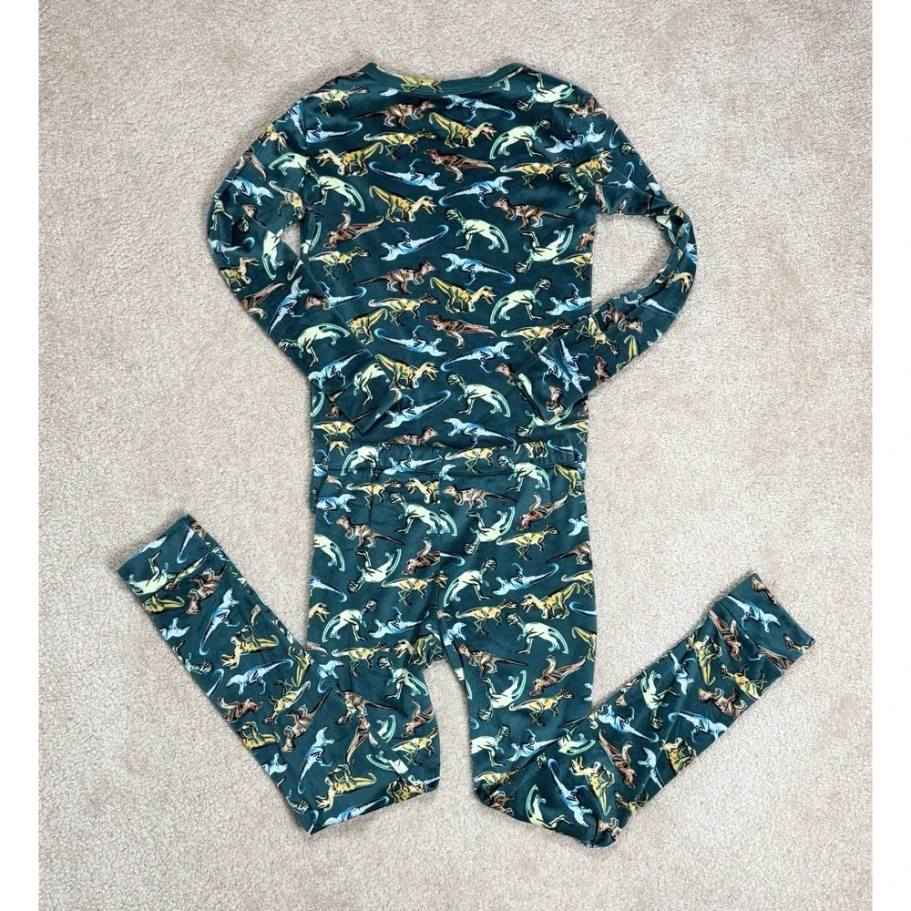 Cat & Jack Dinosaur Pattern Pajama Set Size 12 Green